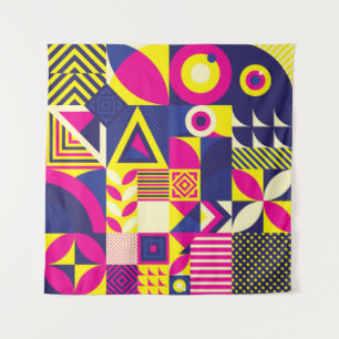 Seamless Pattern of Pop and Colourful Abstract Geo Tapestry