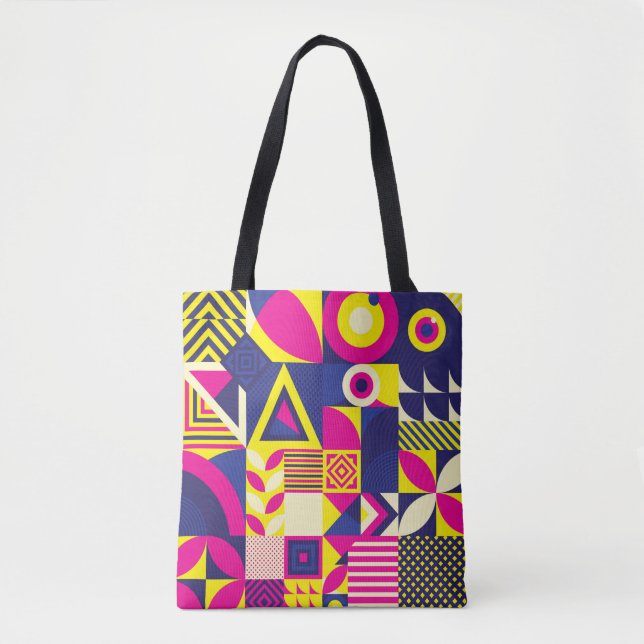 Seamless Pattern of Pop and Colourful Abstract Geo Tote Bag (Front)