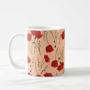 Seamless pattern of poppy on a beige backgroundabs coffee mug