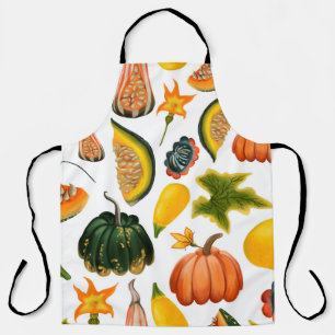 Seamless pattern of pumpkins and leaves on an isol apron