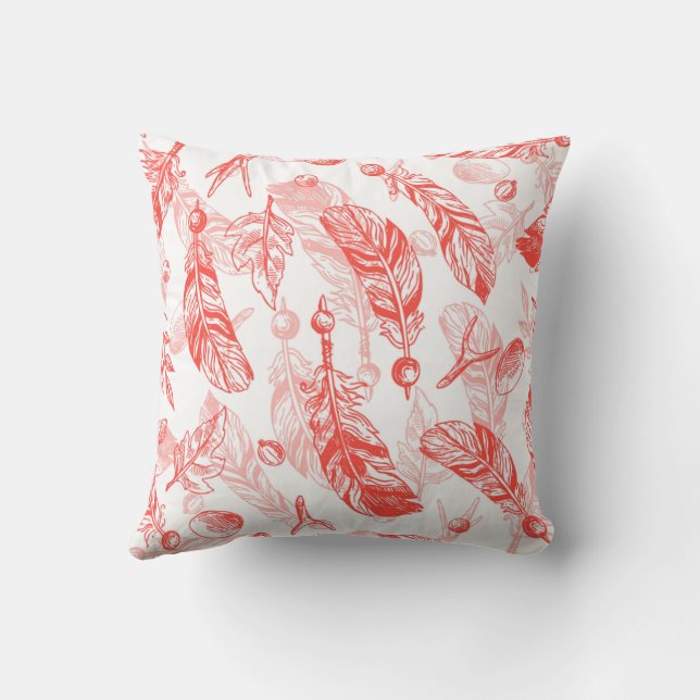 Seamless Pattern of Red Feathers  Cushion (Back)