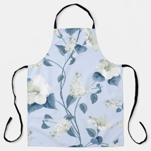 Seamless pattern of siringa and hibiscus flowers p apron