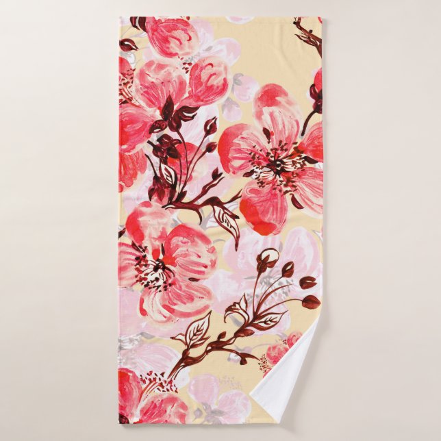 Seamless pattern of spring flowers u bath towel (Bath Towel)