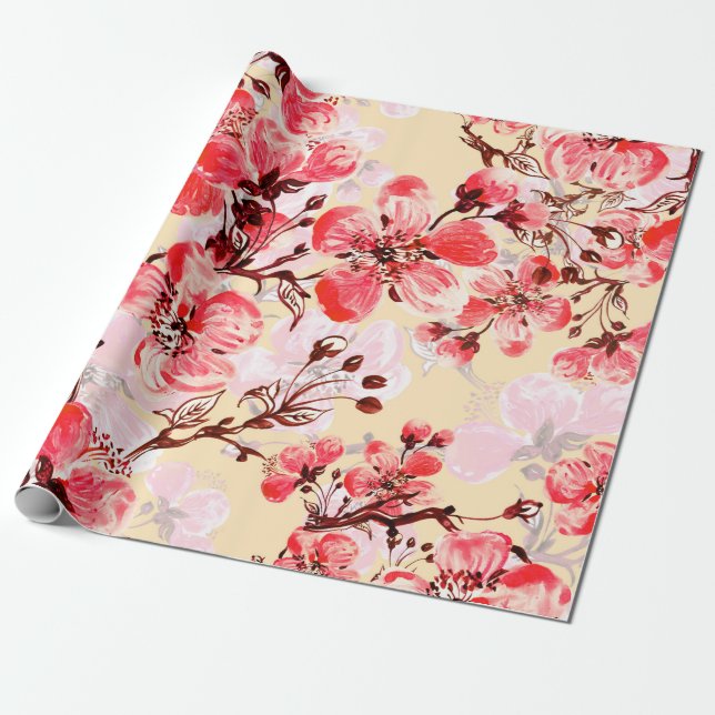 Seamless pattern of spring flowers u wrapping paper (Unrolled)