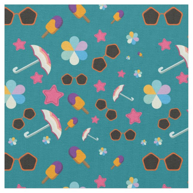 Seamless Pattern Of Sunglasses, Ice-Cream And More Fabric (Close Up)