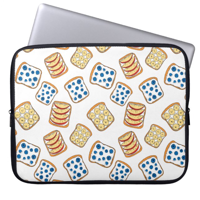 Seamless pattern of toast laptop sleeve (Front)