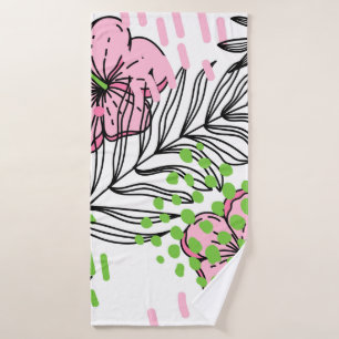 Seamless pattern of tropical elements,  hand-drawn bath towel