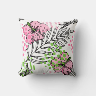 Seamless pattern of tropical elements,  hand-drawn cushion