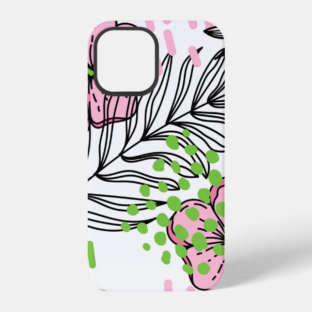 Seamless pattern of tropical elements,  hand-drawn iPhone case (Back)