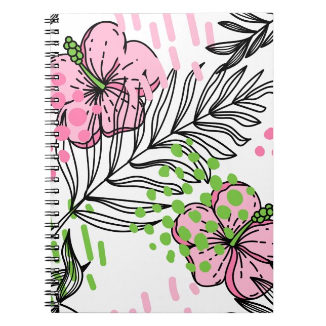 Seamless pattern of tropical elements,  hand-drawn notebook (Front)