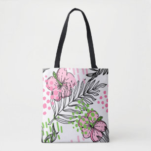 Seamless pattern of tropical elements,  hand-drawn tote bag