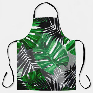 seamless pattern of tropical leaves and elements o apron