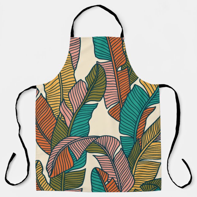 Seamless pattern of tropical palms leaves apron (Front)