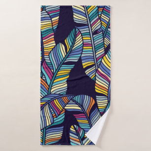 Seamless pattern of Tropical palms leaves Bath Towel