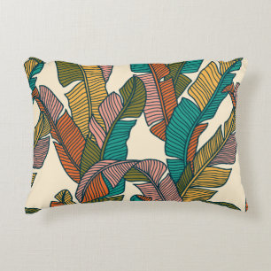 Seamless pattern of tropical palms leaves decorative cushion