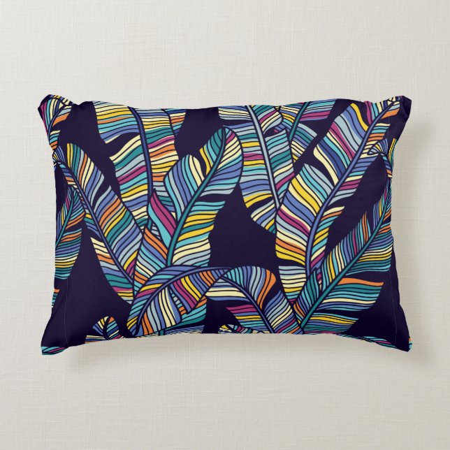 Seamless pattern of Tropical palms leaves Decorative Cushion (Front)