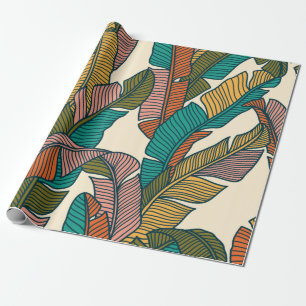 Seamless pattern of tropical palms leaves wrapping paper