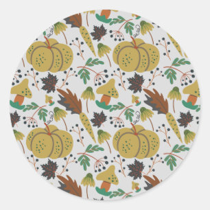 Seamless pattern of tropical pumpkins and carrots classic round sticker