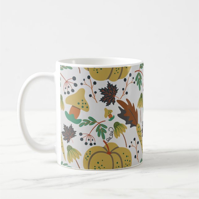 Seamless pattern of tropical pumpkins and carrots coffee mug (Left)