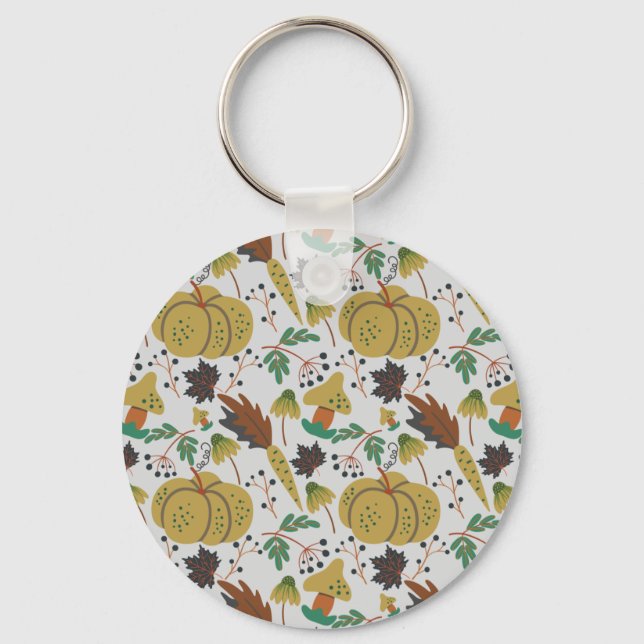 Seamless pattern of tropical pumpkins and carrots key ring (Front)