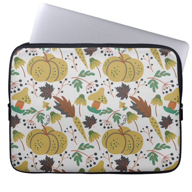 Seamless pattern of tropical pumpkins and carrots laptop sleeve (Front)