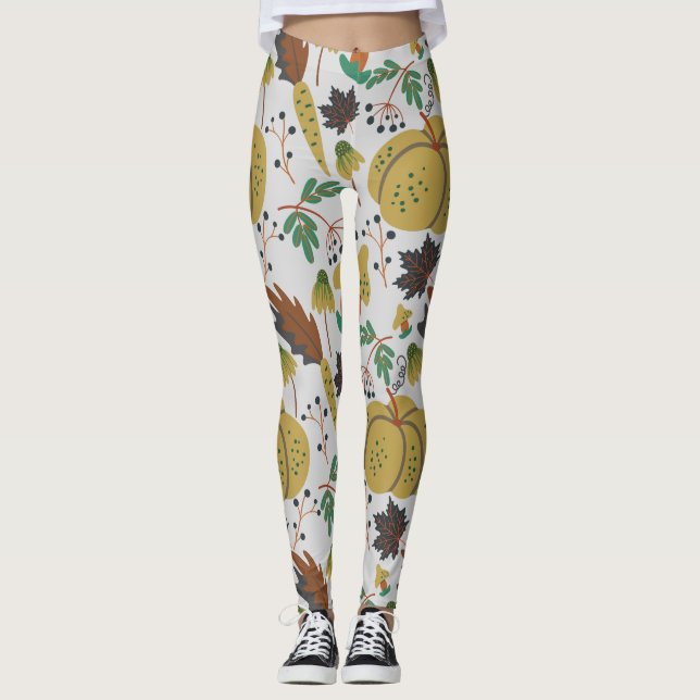 Seamless pattern of tropical pumpkins and carrots leggings (Front)