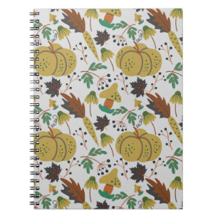 Seamless pattern of tropical pumpkins and carrots notebook