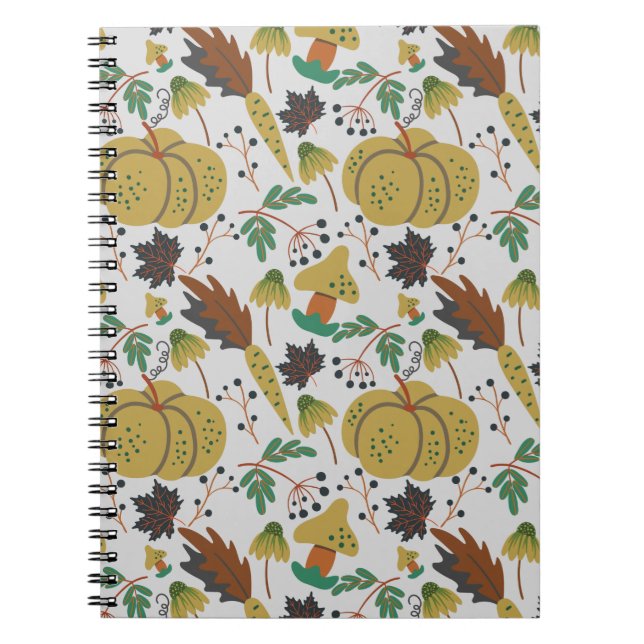 Seamless pattern of tropical pumpkins and carrots notebook (Front)