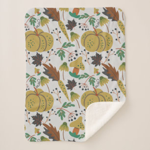 Seamless pattern of tropical pumpkins and carrots sherpa blanket