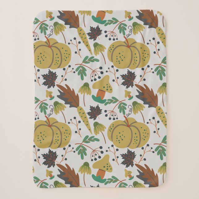 Seamless pattern of tropical pumpkins and carrots sherpa blanket (Front)