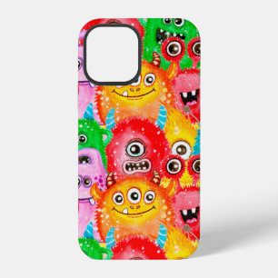 Seamless pattern of watercolor painted funny monst iPhone 12 case