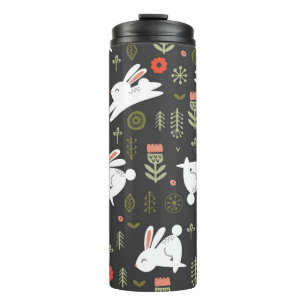Seamless pattern on a dark background. Cute white Thermal Tumbler