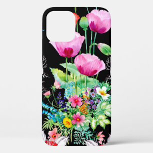 Seamless pattern on black background. Colourful il iPhone 12 Case