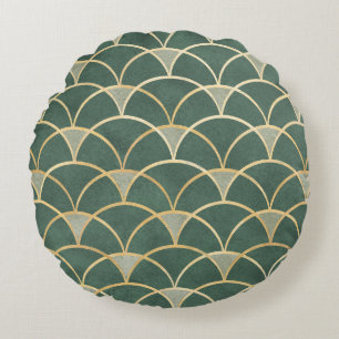 Seamless pattern oriental ornamental watercolor te round cushion