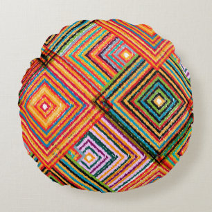 Seamless pattern patchwork design. Creative backgr Round Cushion