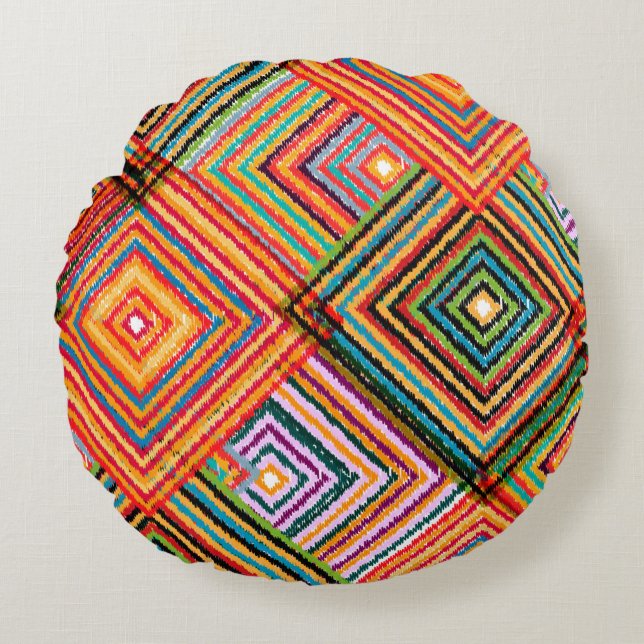 Seamless pattern patchwork design. Creative backgr Round Cushion (Front)