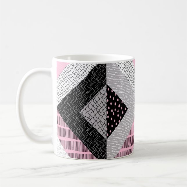 Seamless pattern, patchwork tiles. Freehand drawin Coffee Mug (Left)