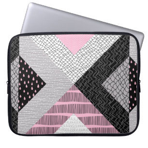 Seamless pattern, patchwork tiles. Freehand drawin Laptop Sleeve