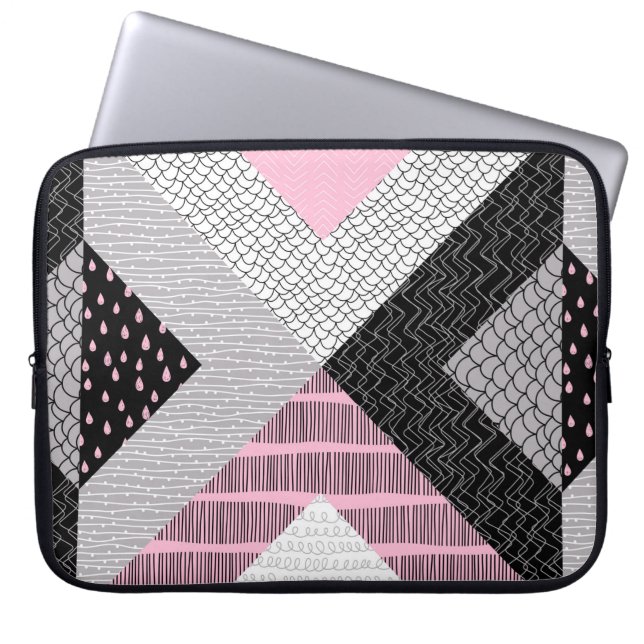 Seamless pattern, patchwork tiles. Freehand drawin Laptop Sleeve (Front)