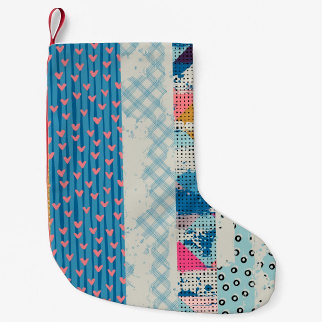 Seamless pattern, patchwork tiles.  small christmas stocking (Front)