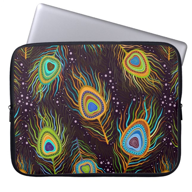 Seamless pattern "Peacock feathers" Laptop Sleeve (Front)