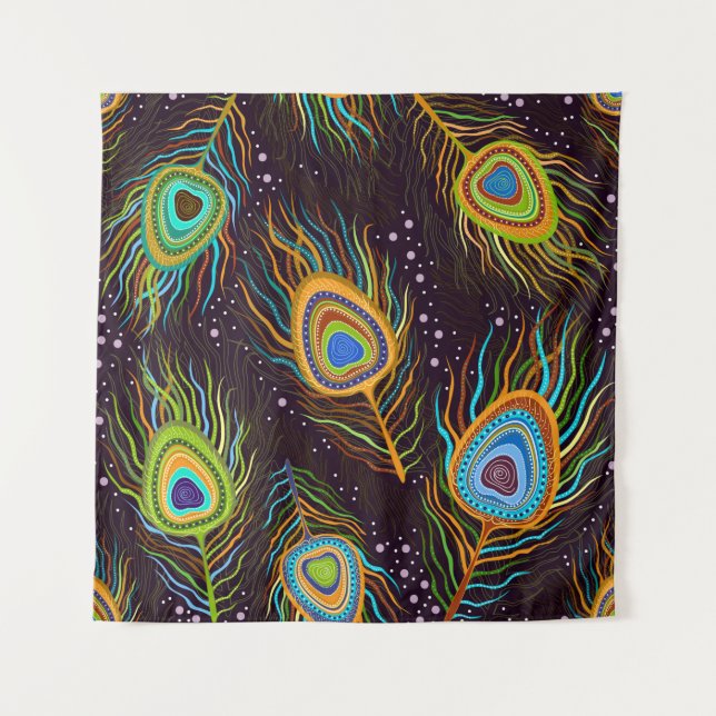 Seamless pattern "Peacock feathers" Tapestry (Front)