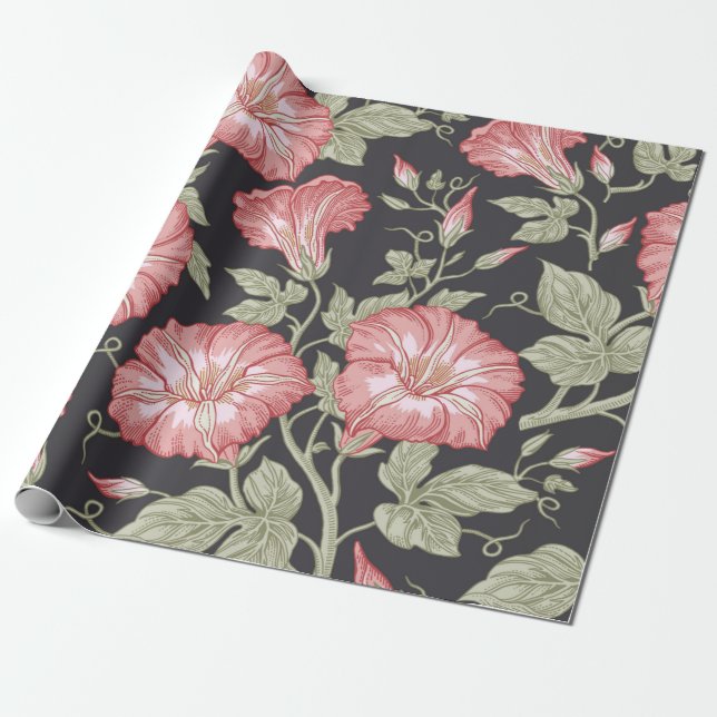 Seamless pattern. Petunia wildflowers set. Beautif Wrapping Paper (Unrolled)
