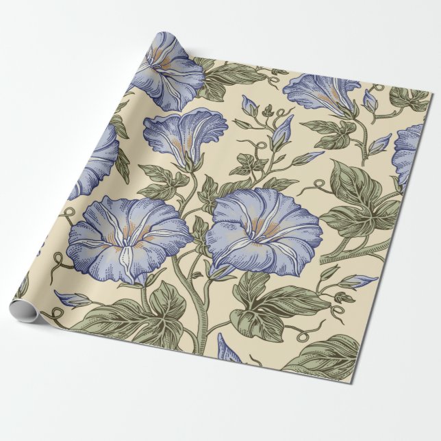 Seamless pattern. Petunia wildflowers set. Beautif Wrapping Paper (Unrolled)