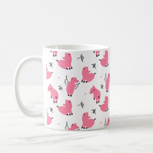 Seamless pattern piglet dont fly coffee mug (Left)