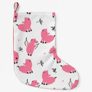 Seamless pattern piglet dont fly small christmas stocking