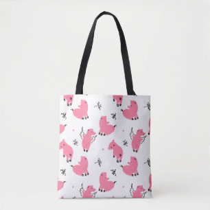Seamless pattern piglet dont fly tote bag
