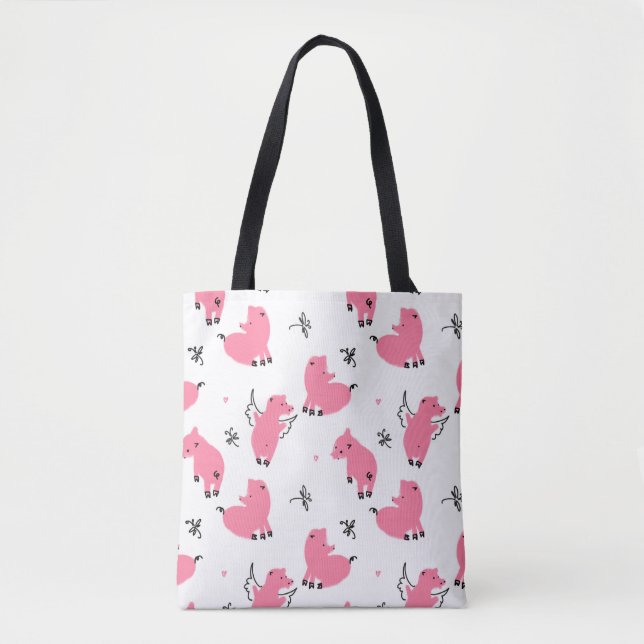 Seamless pattern piglet dont fly tote bag (Front)