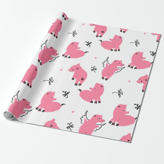 Seamless pattern piglet dont fly wrapping paper (Unrolled)