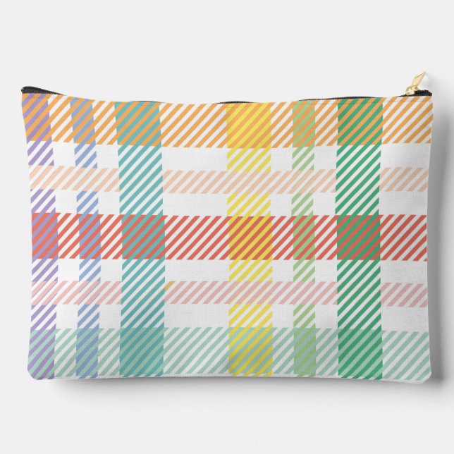 Seamless Pattern Plaid Light Colourful Accessory Pouch (Back)